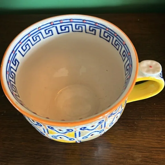 Anthropologie Yellow and Blue Patterned Mug - Picture 2 of 4